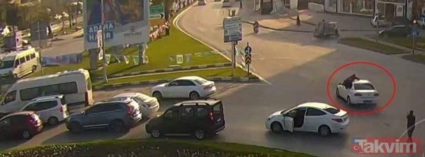 Adana’da polisten nefes kesen operasyon! Aracın üzerine atladı.